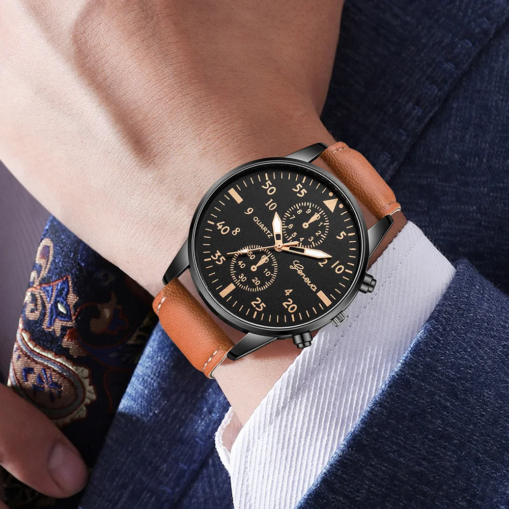Smartwatch Vintage Watches For Men - AAA3Pcs Geneva Men Chronograph Watch Set