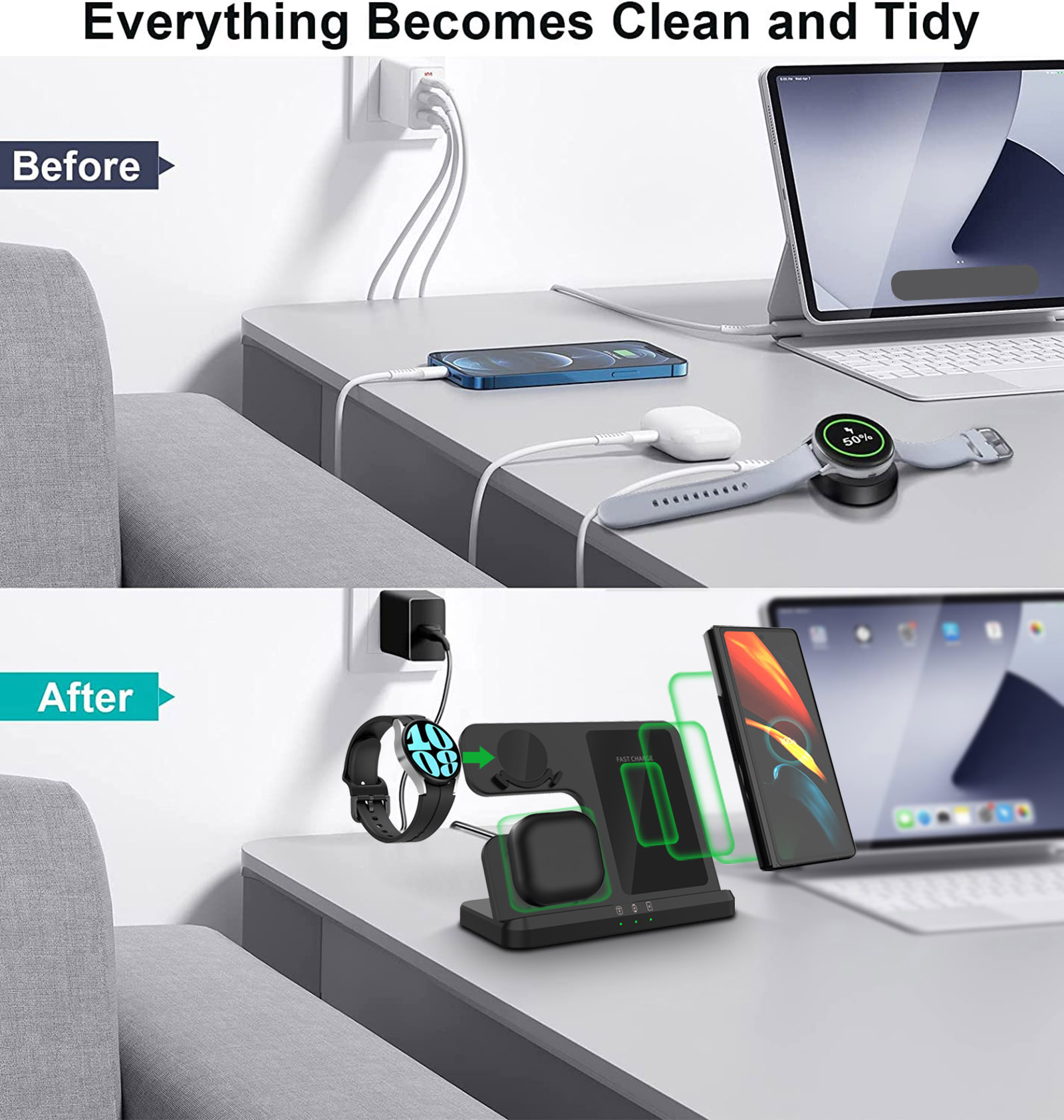Wireless Charger 3 In 1 Stand  - Watches Smartwatch Samsung 评论和价格