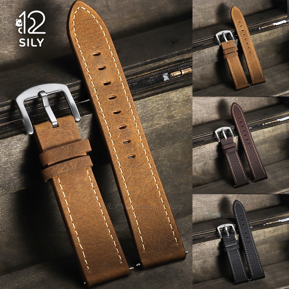 20/22mm Calfskin Leather Watch - Smartwatch Vintage Watches For Men 评论和价格