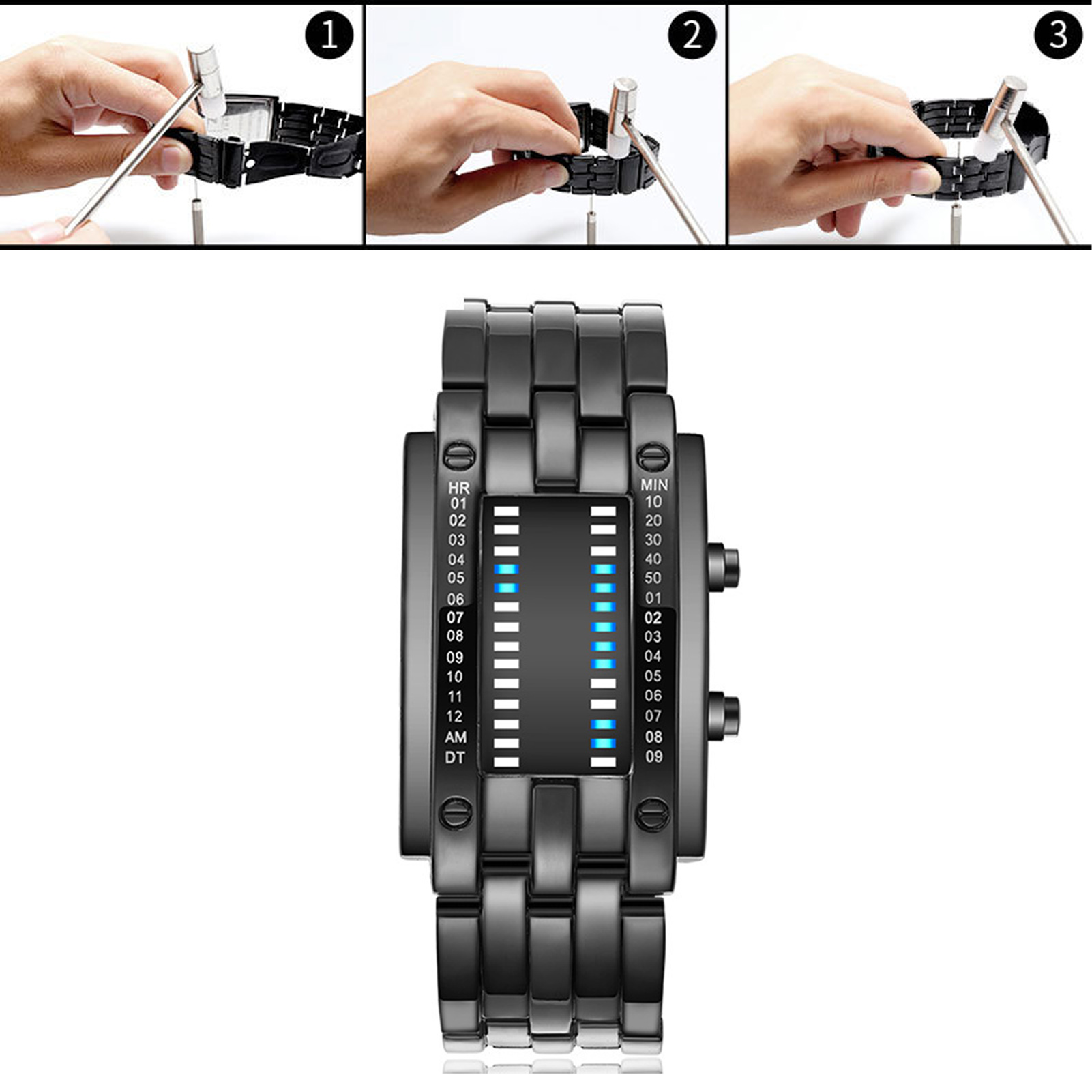 Premium Binary Matrix Blue LED - Smartwatch Premium Watches For Women 评论和价格