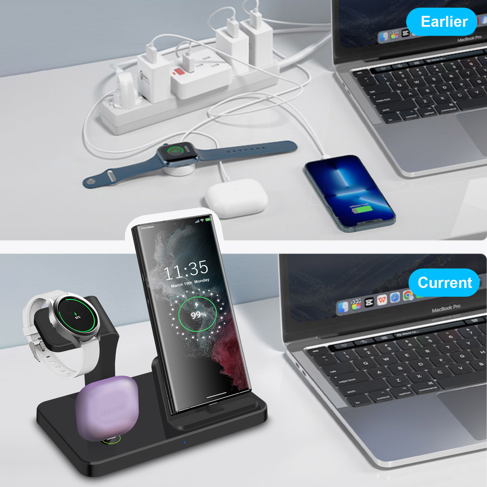 Desk 3 in 1 Type C Port Wirele - Watches Smartwatch Samsung 评论和价格