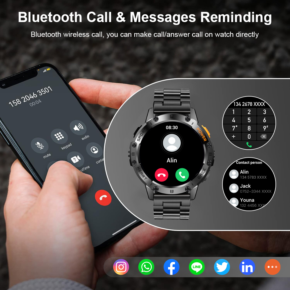 LIGE 1.43 Inch AMOLED Screen B - Smartwatch Health Watches For Men 评论和价格