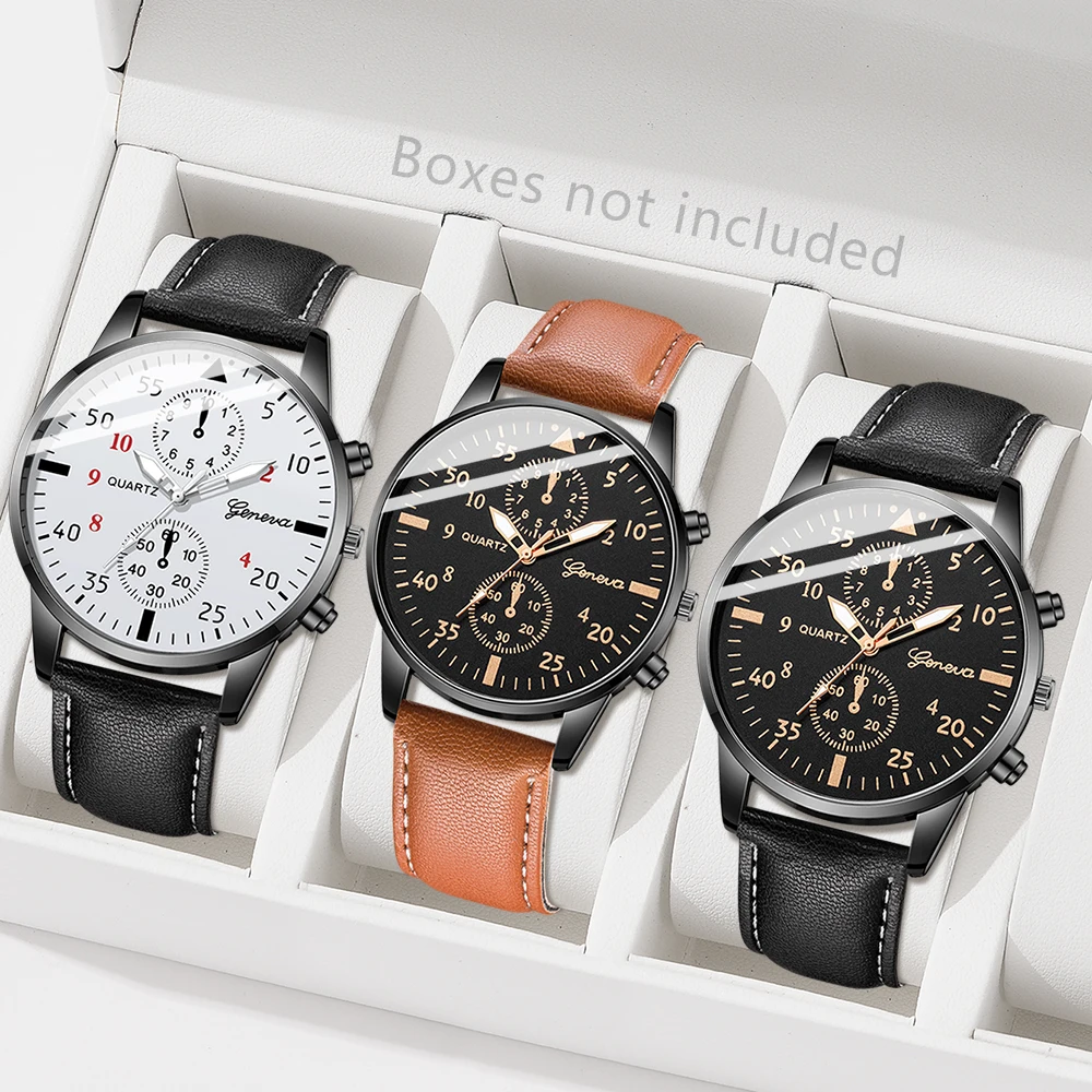 AAA3Pcs Geneva Men Chronograph - Smartwatch Vintage Watches For Men 评论和价格